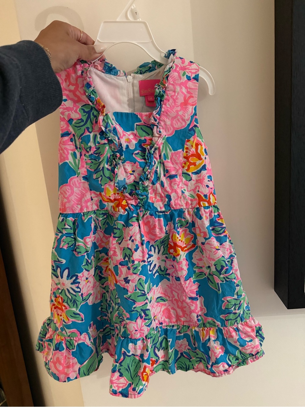 Lilly Pulitzer Blue & Pink Floral Ruffle Sundress